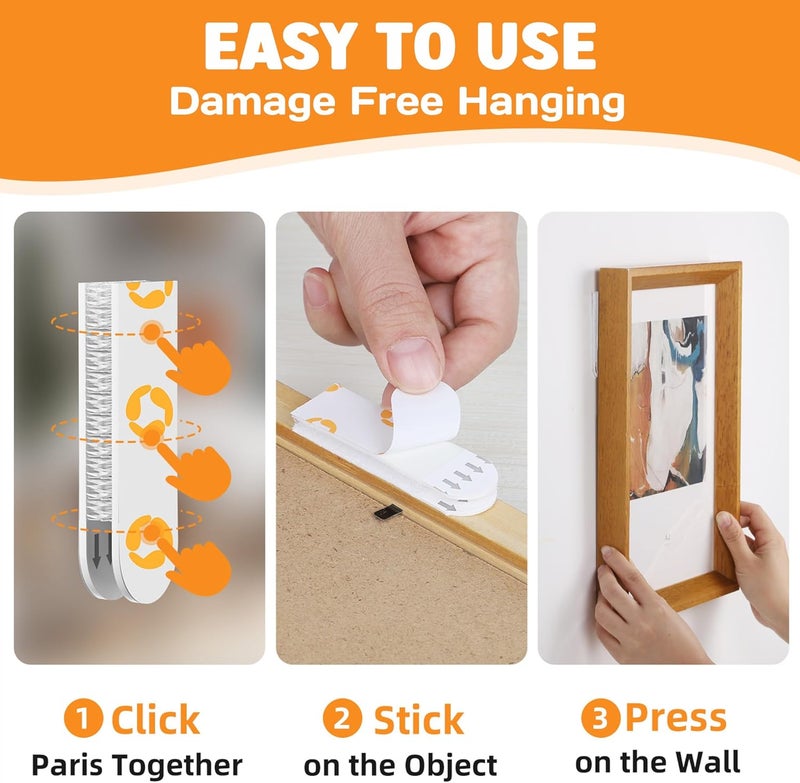 Summerbrite Picture Hanging Strips Heavy Duty 56 Strips Damage Free Wall Picture Hangers Without Nails, Removable Refill Adhesive Strips for Wall Posters Home Decor, Medium, White 28Pairs - Image 5